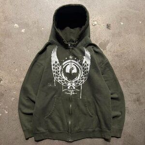 Y2k Men's Dragon Zip Up Hoodie Size Large